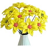 advozcate Handmade Porcelain 3D Ceramic Sunflower Flower, Eternal Flower Decoration for Home Office Decor, Creative Desktop vases, Porcelain Decorations, Set of 12 (Color)