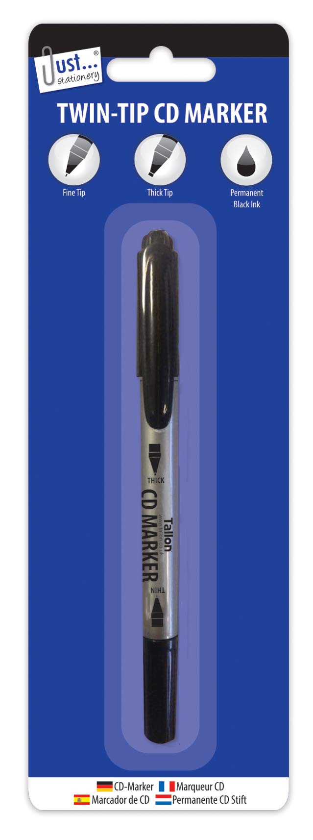Just stationery Twin Tip CD/DVD Marker Pen 1005, Black