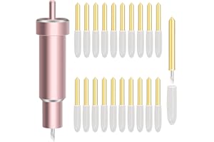 Lot de 20 lames à pointe fine profonde de qualité supérieure + boîtier, 20 lames profondes et boîtier pour Cricut Maker 3/Mak