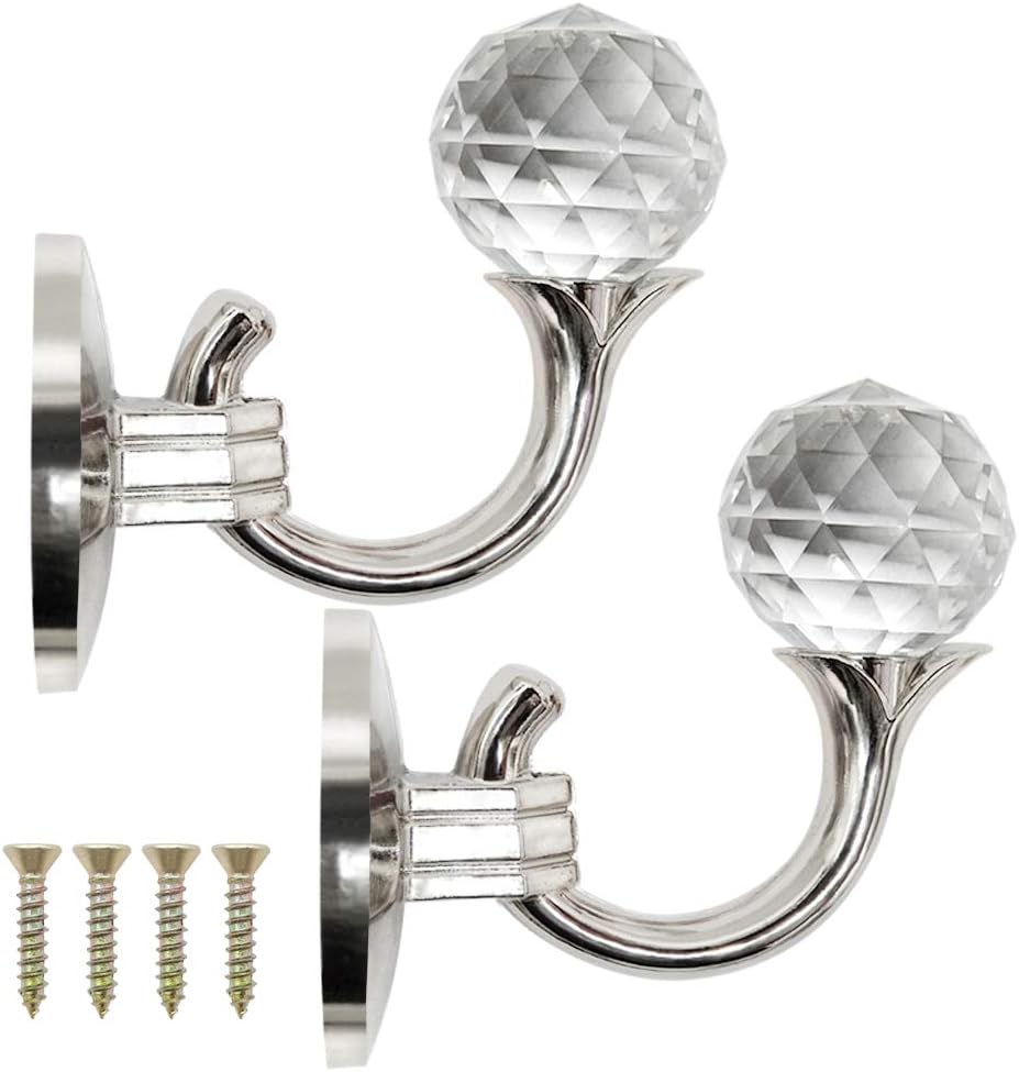 Geritte Upgrade Crystal Curtain Holdbacks, 2PCS Wall Mounted Tassel