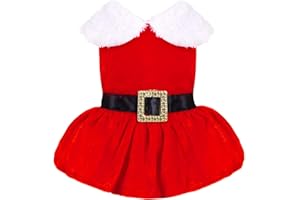 hoyuwak Dog Christmas Dress Outfit Santa Claus Pet Costume Red Velvet Xmas Dress Holiday Winter Warm Clothes for Dog Girl