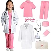 Miltrs Doctor Costume For Kids With Real Stethoscope Kids Scrubs Halloween Costumes For Girls Boys Doctor Dress Up 9 Pcs