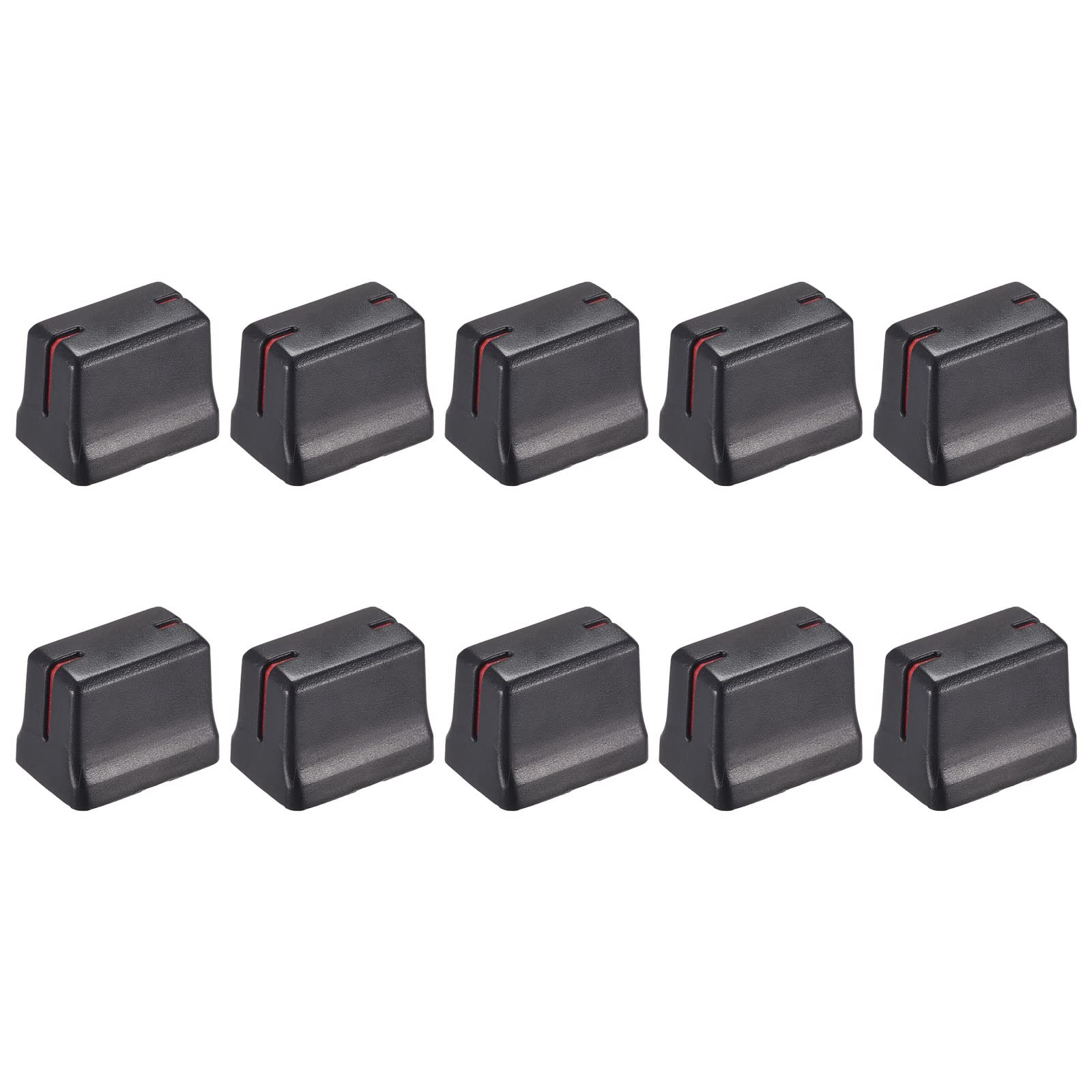 Rebower Potentiometer Mixer Fader Cap Straight Sliding, [for 4x1mm Shaft Switch Cap] - ABS/Red Black/ 10Pcs