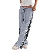 Bankeng Womens Side Striped Pants Wide Leg Drawstring High Waist Sweatpants Hudson Canyon Stripe Pants with Pockets
