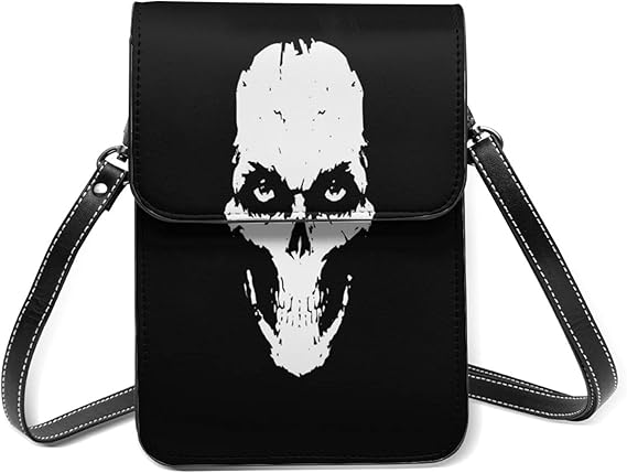 Amazon スマホポーチ レディースショルダーバッグ 黒の背景に白い頭蓋骨 ベクター 入れ墨のための頭蓋骨 スカーフのイラスト 財布斜めかけバッグ 多機能 小物入れ カワイイ キフト 13 5x19cm ピアノ ショルダーバッグ