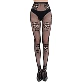 DRESHOW Women Fishnet Tights Fishnet Stockings Hight Waist Patterned Tights Thigh High Pantyhose