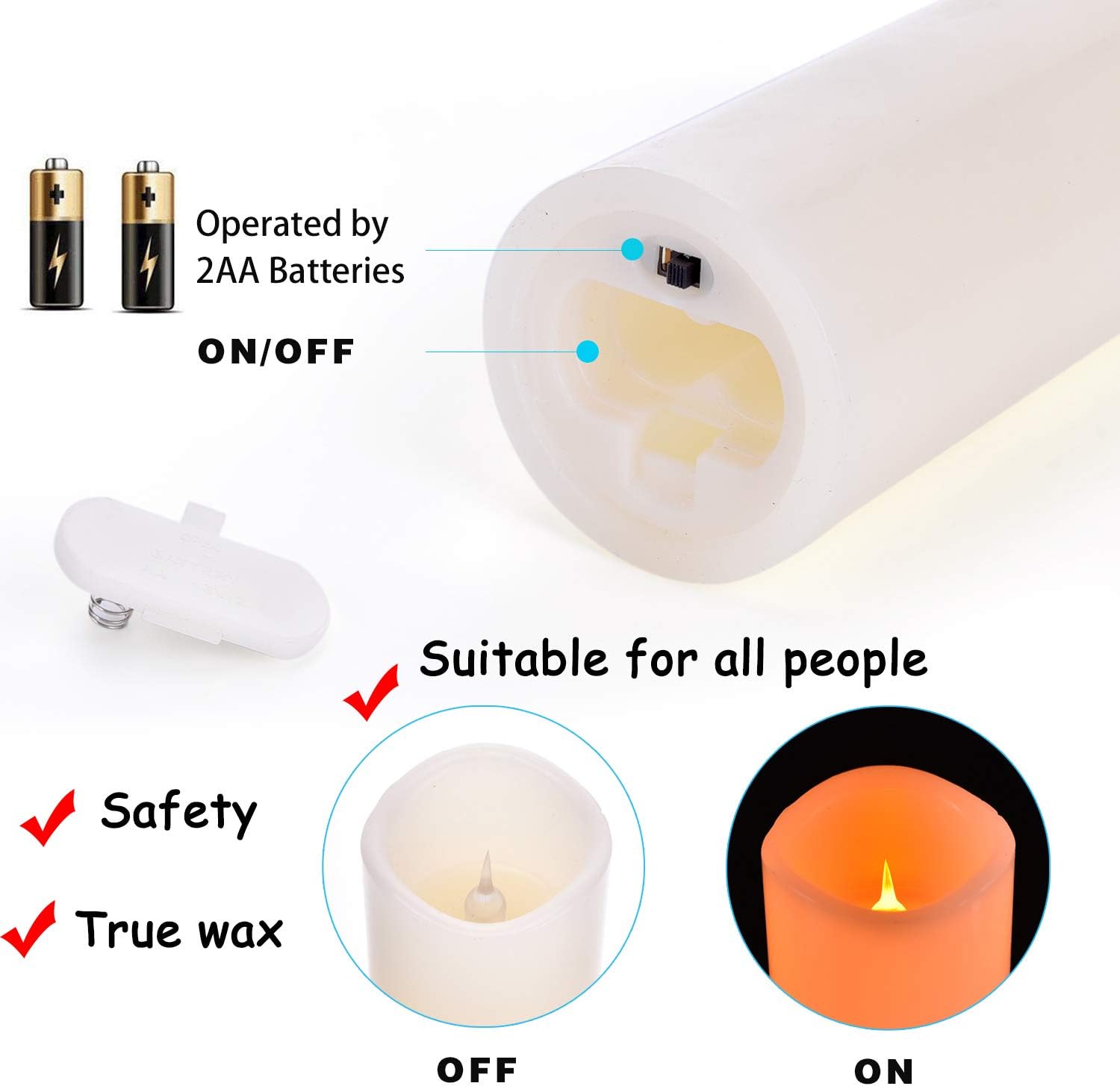 OSHINE LED Candles Flameless Candles (H 4" 5" 6" 7" 8" 9") Set of 9 Real Wax Pillar Flickering Battery Candles With10-key Remote Control Timer 300 Hours(Not Included Batteries) - Image 5