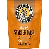 Scratch and Peck Feeds | Starter Mash for Chickens &amp; Ducks | 10 lb Pouch | 20.5% Protein, Corn &amp; Soy Free, Fermentable Grains, Certified Organic &amp; Non-GMO Project Verified, Complete Nutrition