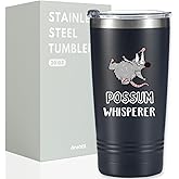 Onebttl Possum Gifts for Women & Men, Unique Gifts for Possum Lover, Opossum 20oz Tumbler with Spill-Proof Lid, Gift Box Included - Black, Whisperer