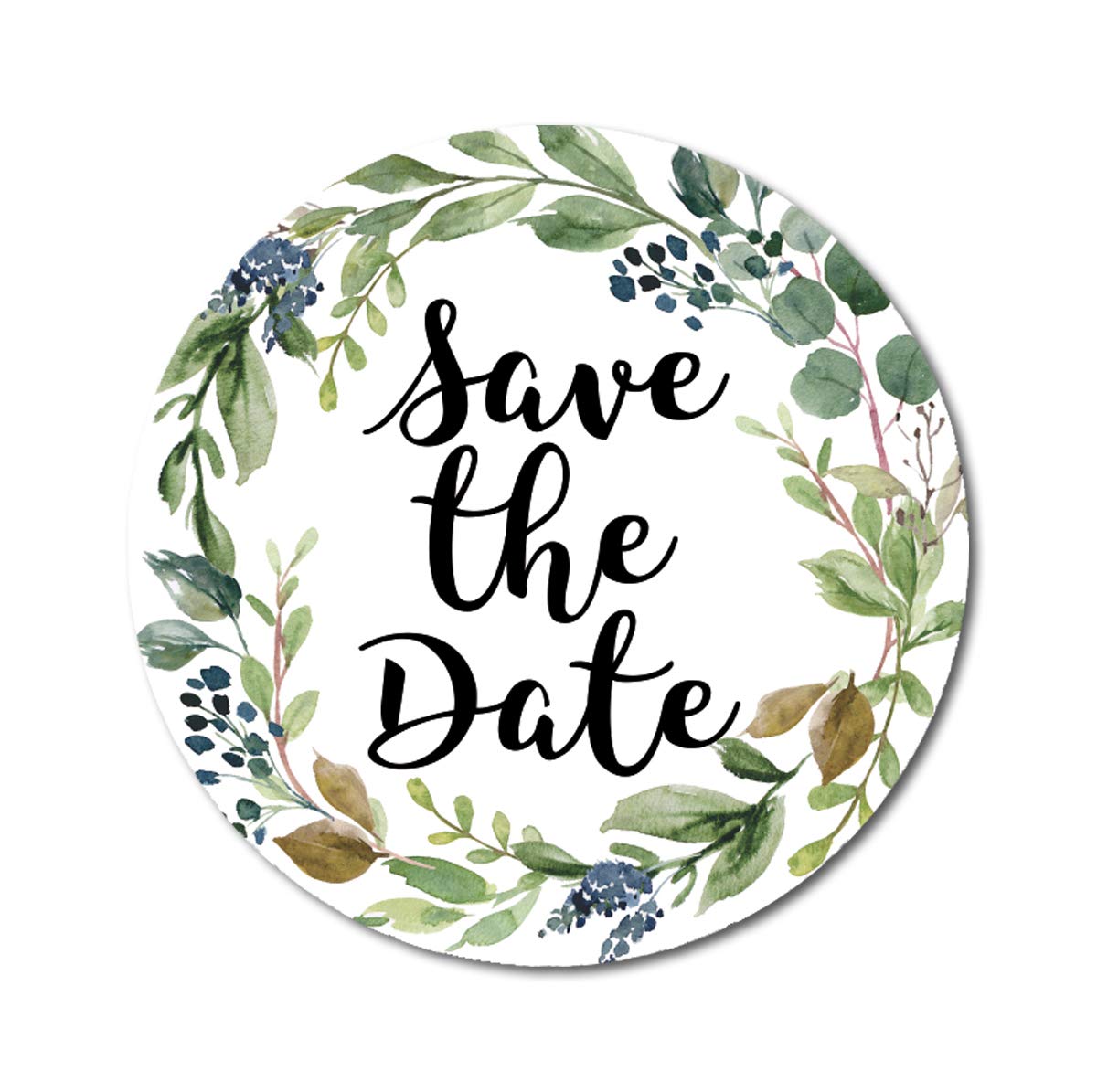 Darling Souvenir Round Rustic Leaf Border Save The Date Stickers Pack of 45 Pcs Gift-1.6 Inches