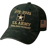 250th Anniversary Army Hat, Adjustable Embroidered Baseball Cap America 250th Anniversary Tribute Hat for Veterans Patriots