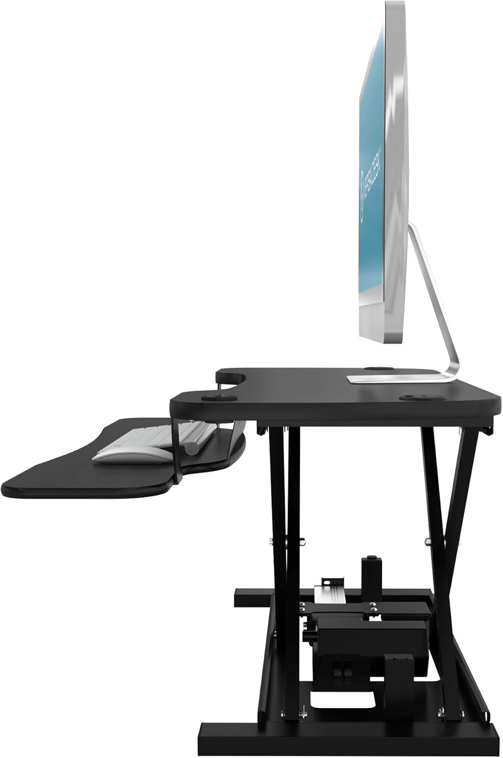 VersaDesk Power Pro USA Manufactured | Electric Height-Adjustable Desk Riser | Standing Desk Converter | Sit to Stand Desktop with Keyboard + Mouse Tray | 36" X 24" | All Black: Kitchen & Dining