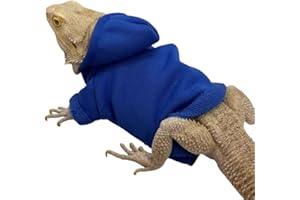 KUNBIUH Lizard Clothes for Bearded Dragons Handmade Cloth Material Hoodies Sweater Coat Reptile Apparel Costume Skin Protection Photo Party for Lizard Bearded Dragon Crested Gecko Chameleon (Blue)