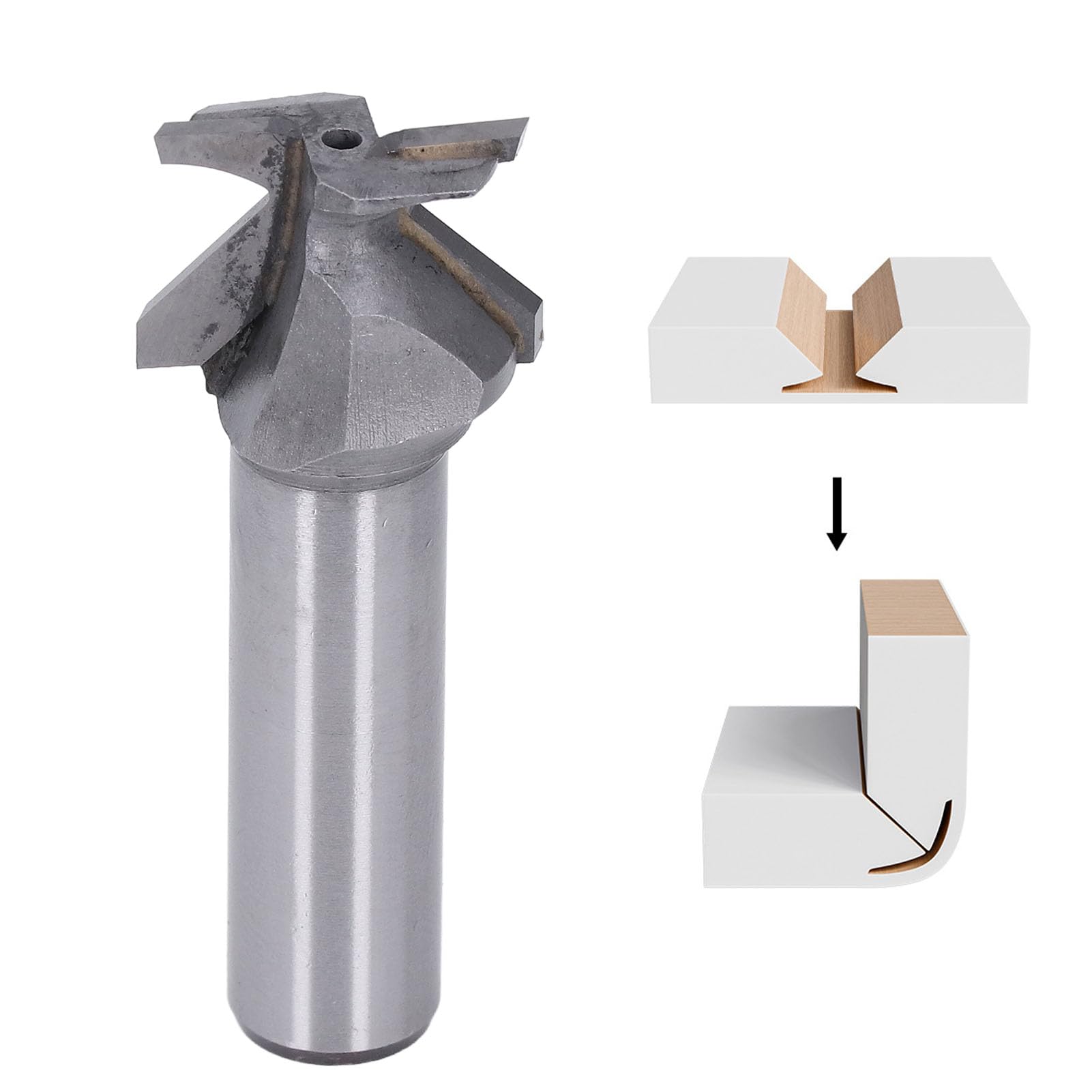 Arc Bending Router Bit 1/2 Inch Shank, R10 Woodworking Milling Cutter, Steel Integrated Forming Tool for Door, Wall, Cabinet