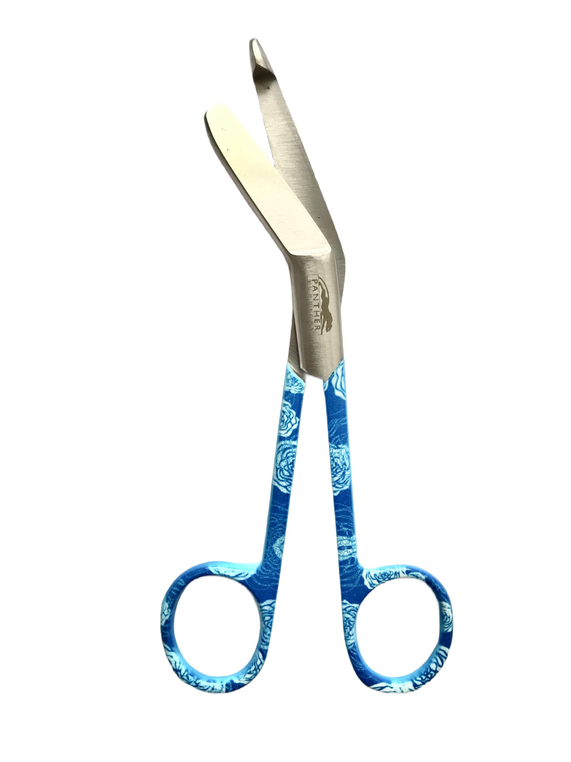 Stainless Steel Lister Bandage Scissors 5.5 inch Colored Pattern Student Utility First Aid Scissors (Blue Color Pattern)