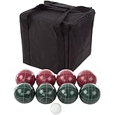 Trademark Games Bocce Ball Set Regulation Size Lawn Game | Includes 4 Red and 4 Green Bocce Balls, Pallino, and Carrying Case, Backyard or Beach Games