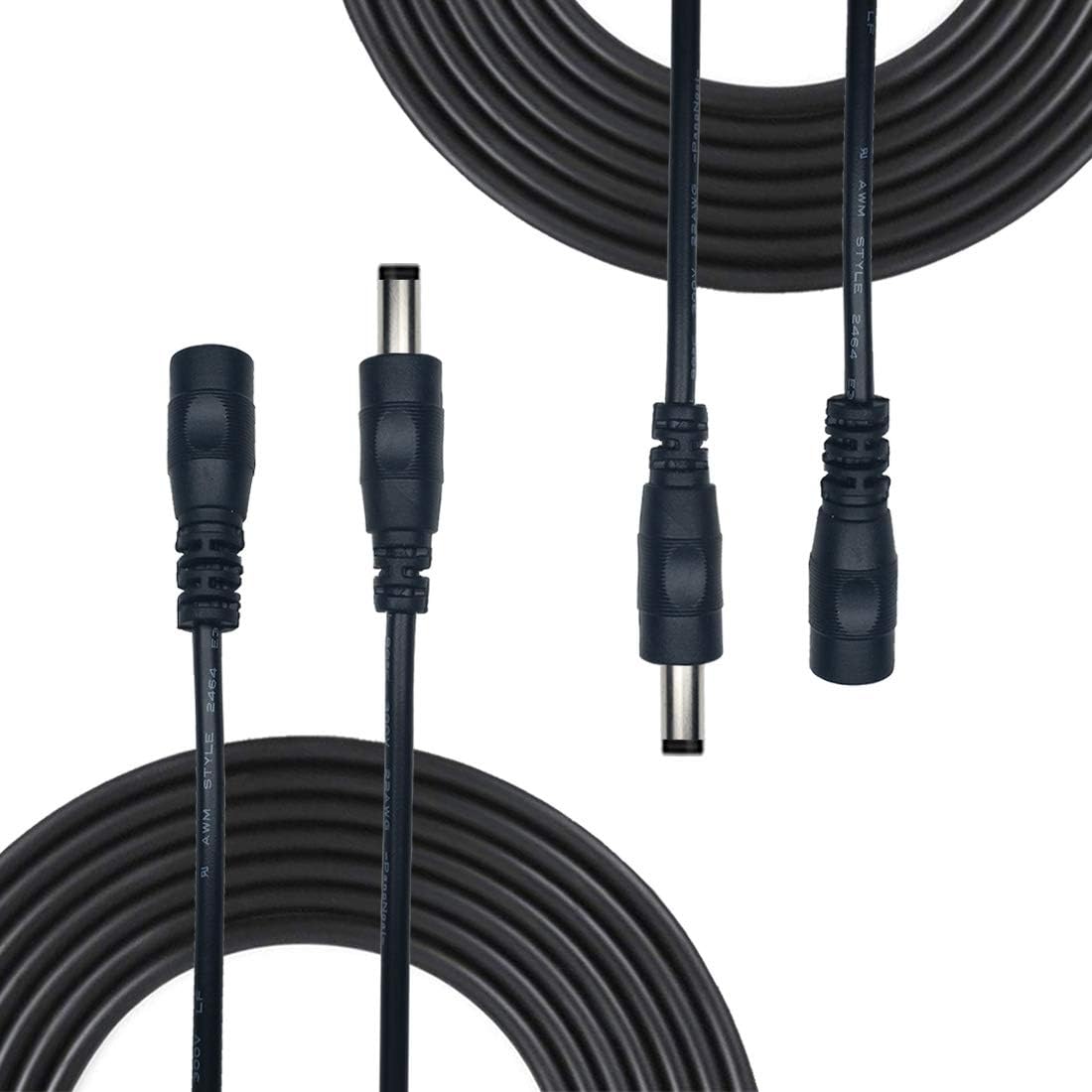 Liwinting 2pcs 2m/6.56ft DC Extension Cable 2.1mm / 5.5mm Male to Female Connector