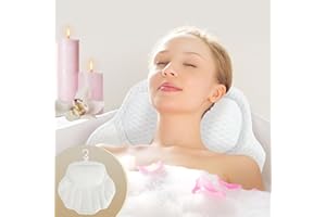 MEGAPUXIN Bath Pillow for Tub,Ergonomic Head & Neck Support, Ultra-Soft 4D Breathable Mesh Bathtub Cushion Pillow,Non-Slip Suction Cups, Fast-Drying & Universal Fit for All Bathtubs,Bath Accessories Spa Gifts