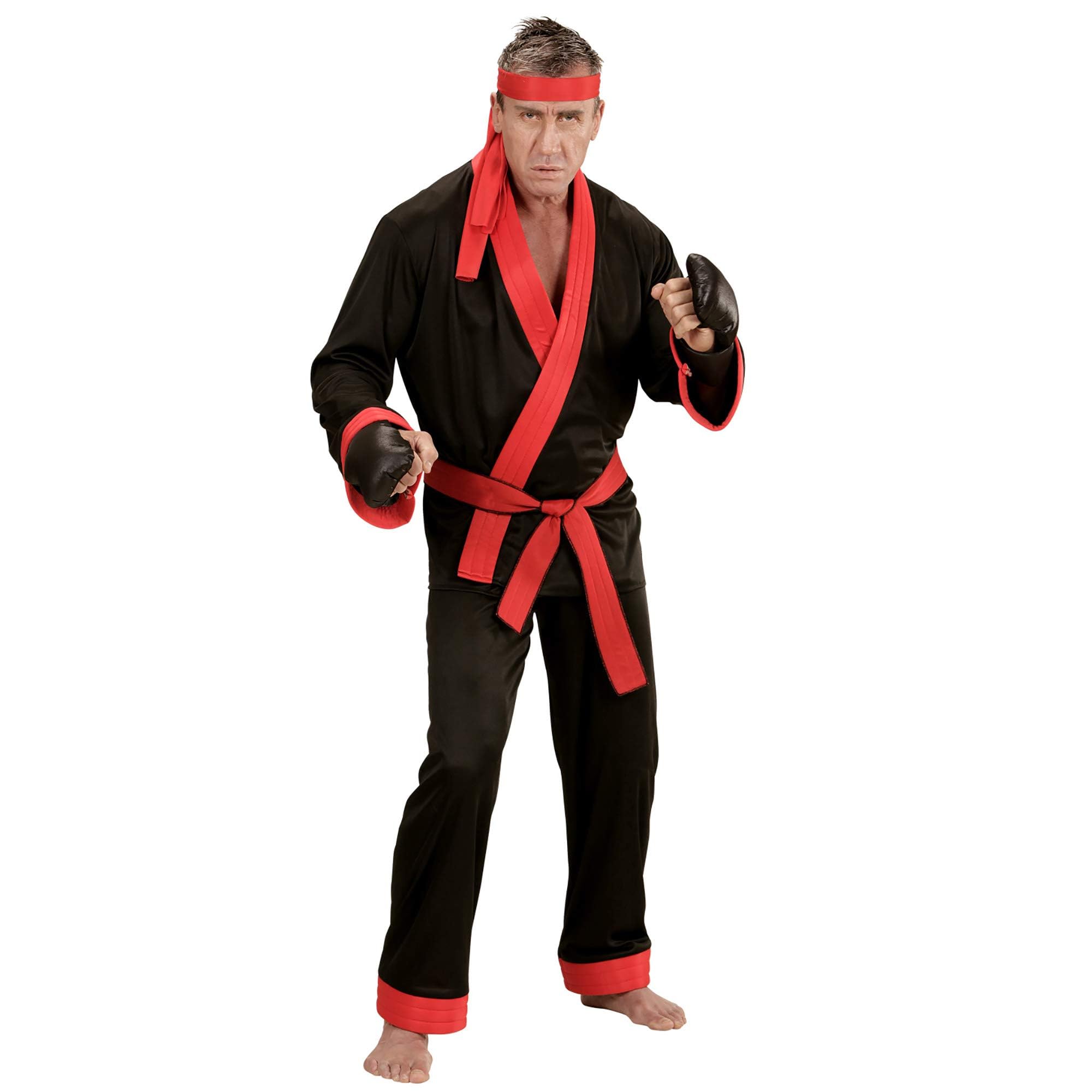 Widmann 73993 Adult Kick Boxer Costume ? Top, Trousers, Belt, Headband & Boxing Gloves