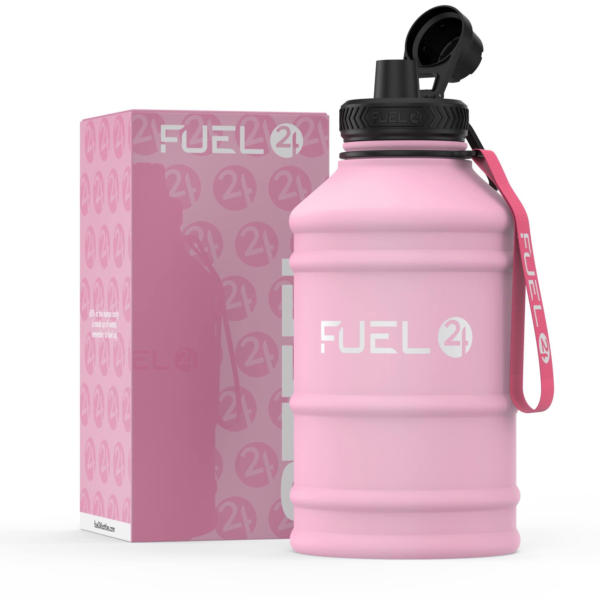 Fuel24 1.3L/2.2L Water Bottle Metal - STRONG, Drop & Leakproof BPA free 1L 2L Stainless Steel (2 Litre) - Large Gym Bottles for Men, Sports Water Bottle, Travel, Hiking Water Bottle