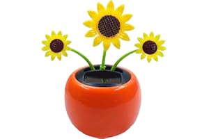 Solar Dancing Flower Car Decoration, Apple Blossom Sunflower with Honey Bee, Swinging Windowsill Ornament