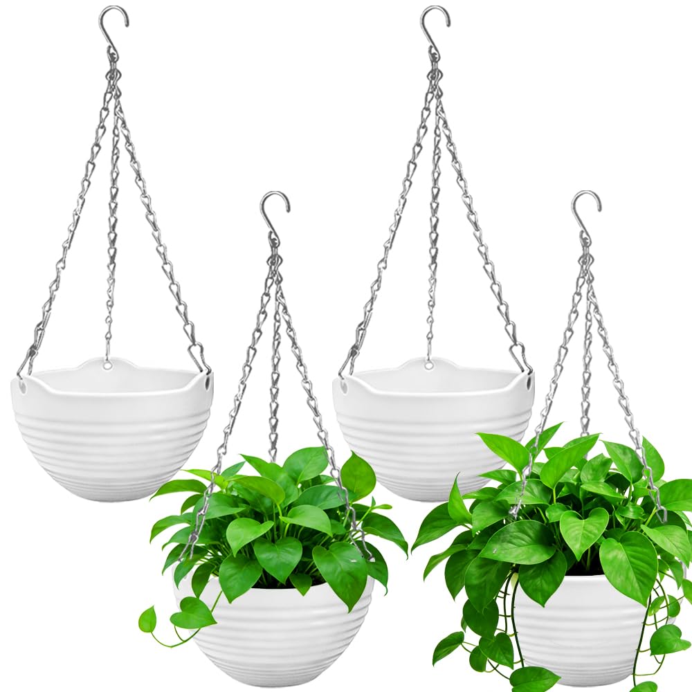4 Pack 8 inch Hanging Planter 8 inches diameter x 4.9 height