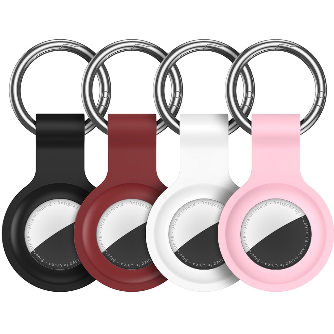 Photo 1 of Compatible with AirTag Holder Case Keychain 4 Pack,Silicone Key Chain Ring Cases Cover Tags GPS Tracker Item Tag Finders Accessories for Kids,Bags,Luggages