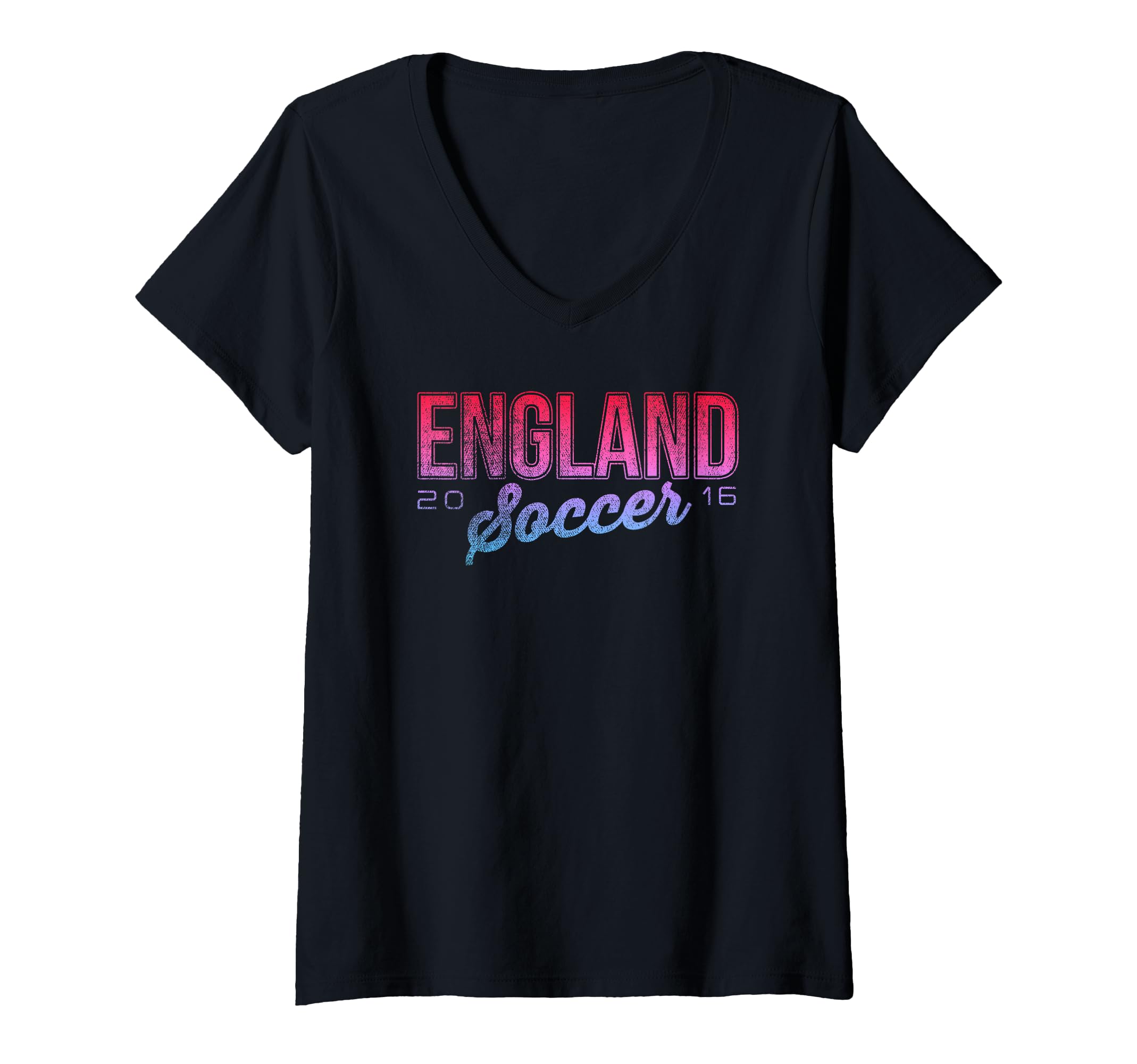 Womens England Soccer 2016 Pink Purple Text V-Neck T-Shirt