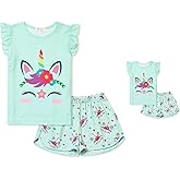 QPANCY Matching Girls & Dolls Pajamas Unicorn Pj Sets Summer Cotton Sleepwear …