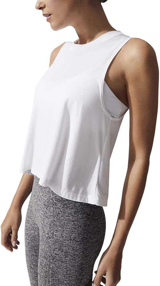 Mippo Women's Crop Tops High Neck Flowy Muscle Tank Sleeveless Workout Shirts at  Women’s Clothing store