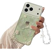Fycyko Compatible for iPhone 17 Pro Max Case 3D Butterfly Floral Clear Aesthetic Women Teen Girls Glitter Pretty Crystal Sparkle Cute Phone Case Protective Cover+Chain