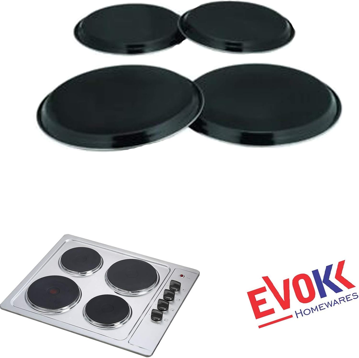 Evokk 4pcs Black Hob Covers Reusable Stainless Steel Kitchen Oven