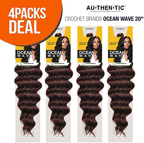 Authentic Synthetic Hair Crochet Braids Ocean Wave 20" (4-PACK, P1B/30)
