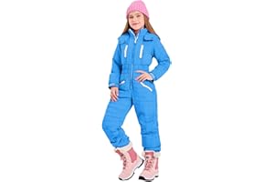 Kids Boys Girls One Piece Snowsuit Hooded Waterproof Jumpsuit Insulated Ski Suit Insulated Snow Suit Windproof