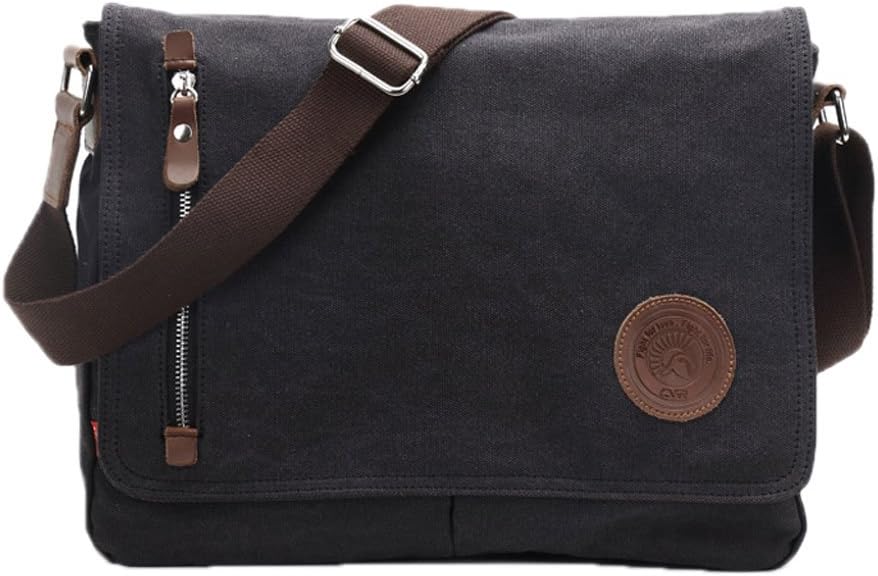 EgoelifeSmall Messenger Bag for Men Women Casual Work Bag Canvas Satchel Bag Bookbag for School Traveling Camping