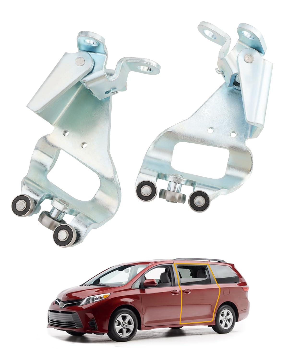 Photo 1 of Sliding Door Hinge & Roller Assembly Set (Pair), Compatible with 2011-2020 Toyota Sienna, Passenger & Driver | Replaces OE# 6838008041, 6839008041, Middle Center Slide Door Roller Repair Bracket