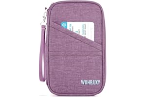 WUHBJJXY Passport Holder Family, Women Rfid BlockingWallet, Travel Essentials Premium Wallets, Waterproof Passport Holders Bag for Men Traveling, Travel Document Organizer Credit Cards Case (Purple)