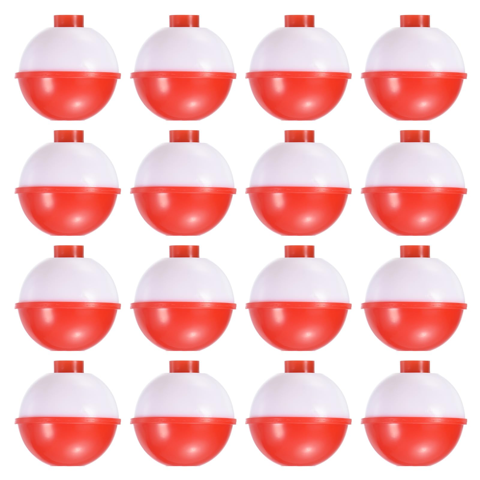 PATIKIL 1.25 Inch Fishing Bobber, 24 Pack Hard ABS Push Button Round Buoy Fishing Float Tackle, Red and White