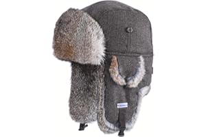 SIOLYAG Winter Trapper Hat,100% Real Rabbit Fur Russian Ushanka Aviator Hunting Ski Hat Winter Hat with Ear Flaps