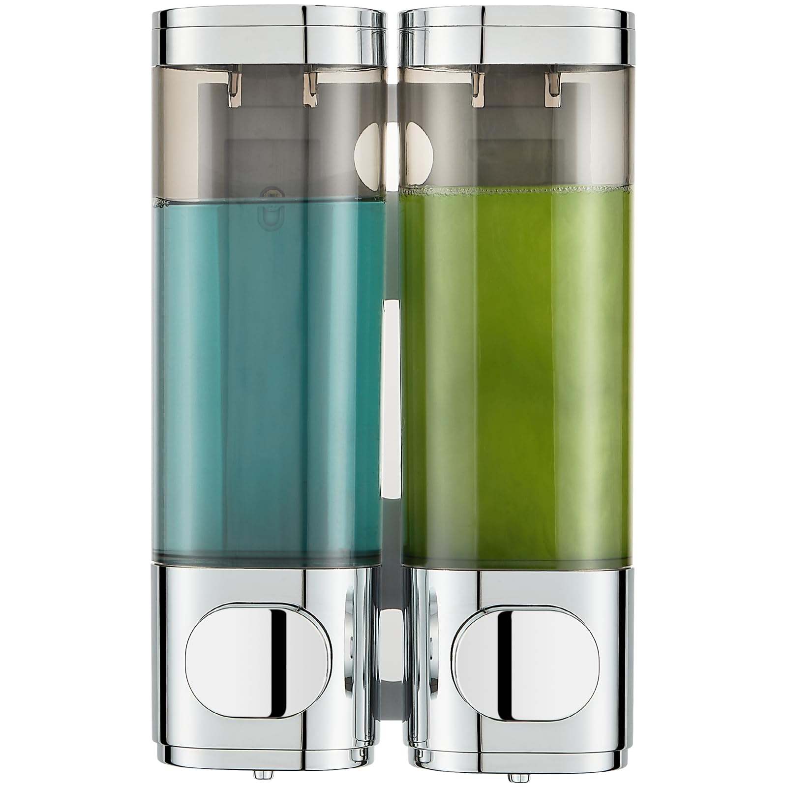 Photo 1 of Shampoo Dispensers for Shower Wall Mounted, Shower Shampoo Dispenser 2 Chamber No Drill Shampoo and Conditioner Dispenser Body Wash Dispenser for Bathroom,Large Capacity,Chrome