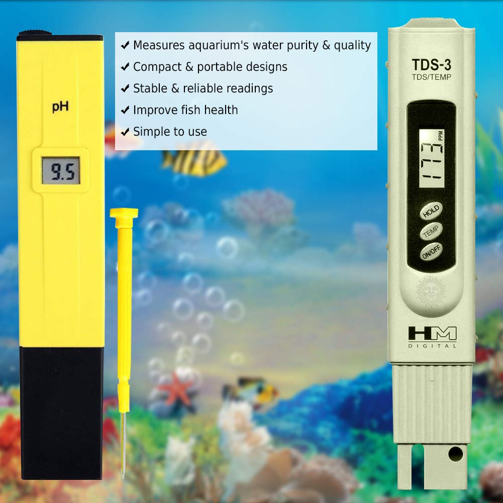 Digital PH and TDS Meter Set by SunGrow - Highly accurate readings - Lightweight, portable & Easy to read LCD screen: Monitor hydroponics, aquarium, fruit, tap water, pool water - Batteries included