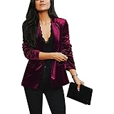 MINTLIMIT Women's Notched Lapel Shawl Collar Jacket Coat Casual V Neck Blazer Jackets, Wine Red, M