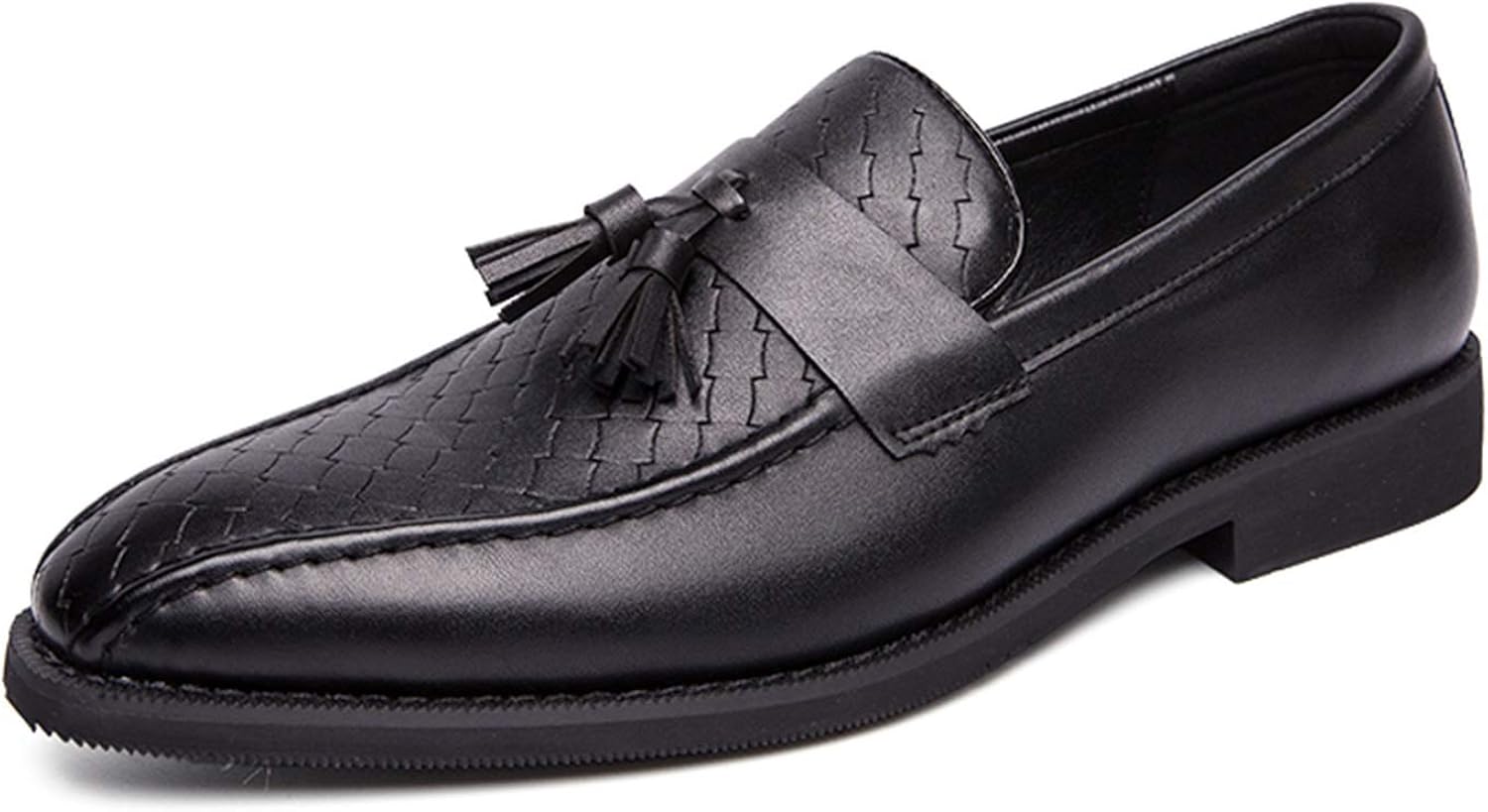 DADIJIER Tassel Loafer for Men Pointed Moc Toe Vamp Embossed Synthetic