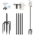 Gtongoko Smart Bird Feeder Pole 79 Inch Bird House Pole for Outdoors Bluebird House Pole Mount Kit Weather Station Heavy Duty Metal Mounting Pole Adjustable Bird Feeder Stand Black