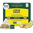 VAHDAM, Lemon Ginger Tea Bags (100 Green Tea Bags) Low Caffeine | Fruity Flavor - Zesty Lemon & Ginger, Orange Peel | Resealable Ziplock Pouch | Brew Hot or Iced Tea