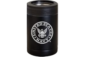 MILITARY GIFT SHOP Navy Bottle Cooler - Insulated Stainless Steel US Navy Can Cooler - Gift for Sailors