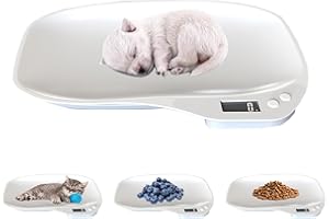 ESSGUO Small Animals Digital Pet Scale for Dogs Cats, Portable Electronic Kitchen Food Weighing Scales Max 33 lbs, LCD Scale with Tray, for Food, Puppy, Kitten, Lizard, Hamster, Tortoise, Helping