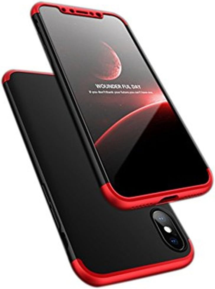 Samhe for iPhone X Case 3 in 1 Ultra Thin Anti-Scratch 360 Degree Full Protection Hard Cover Case with Screen Protector for Apple iPhone X (red+Black+red)