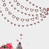 Cheerland Rose Gold Heart Garland Glitter Valentine Day Mothers Day Wedding Engagement Anniversary Bridal Shower Baby Shower Bachelorette Party Decorations Backdrop Banner Hanging Decor