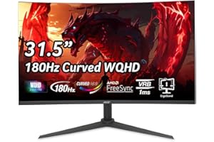 Acer XZ320QU S3bmiiphx 31.5" 2K QHD | 2560 x 1440 | Curved Gaming Monitor | 180Hz Refresh | 1ms Response Time | 100,000,000:1